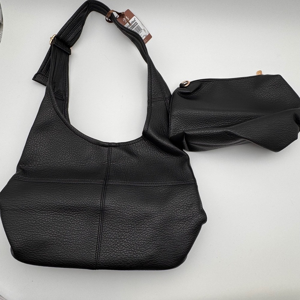 Montana West Black Pebbled Vegan Leather Hobo Bag and Wristlet Set MWCZ-122BK